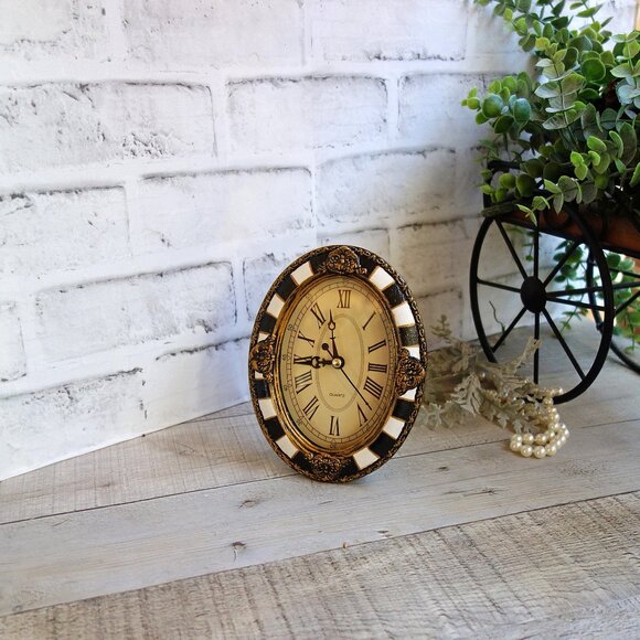 Checked Table Clock Mackenzie Inspired Black and White Buffalo Check Clock - Picture 4 of 7